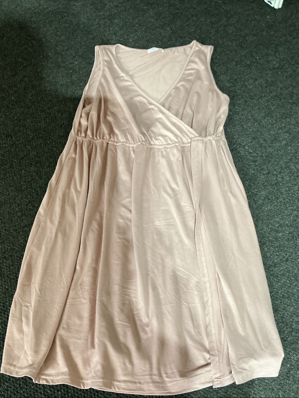 Sleeveless V-Neck Wrap Midi Dress in Nude Blush